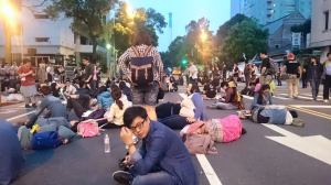 Protestors prepare on the morning of 3/31/2015 that eventually swelled to approximately 600 people.